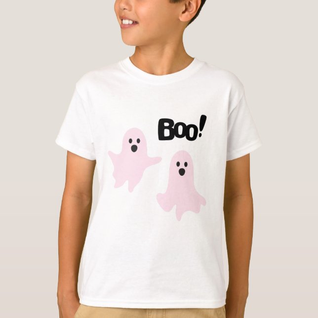 Boo Cute Halloween Pink Ghosts Spooky T-Shirt (Front)