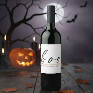 Boo Cute Happy Halloween White Wine Label