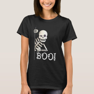 Boo Cute Hiding Peekaboo Scary Halloween Skeleton  T-Shirt