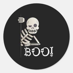 Boo! Cute Hiding Peekaboo Scary Kids Halloween Ske Classic Round Sticker