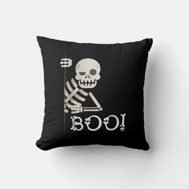 Boo! Cute Hiding Peekaboo Scary Kids Halloween Ske Cushion (Front)