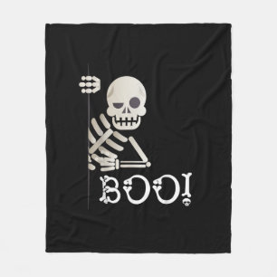Boo! Cute Hiding Peekaboo Scary Kids Halloween Ske Fleece Blanket