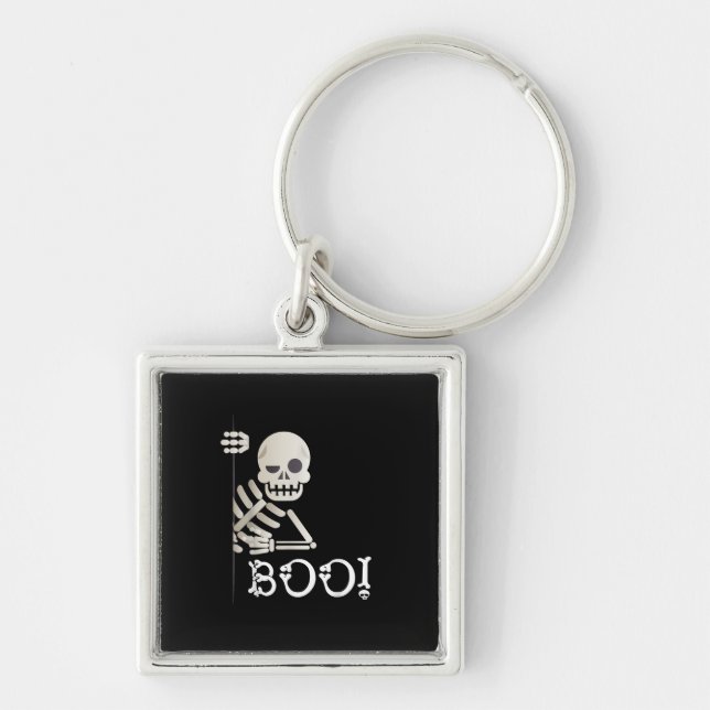 Boo! Cute Hiding Peekaboo Scary Kids Halloween Ske Key Ring (Front)