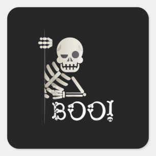 Boo! Cute Hiding Peekaboo Scary Kids Halloween Ske Square Sticker