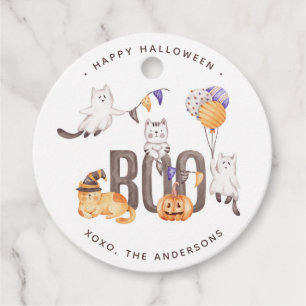 Boo Cute Kid's Cats Ghosts Pumpkin Happy Halloween Favour Tags