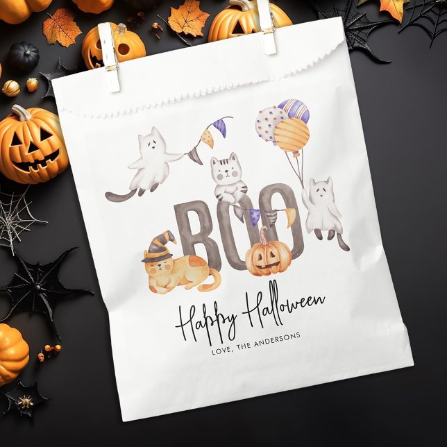 Boo Cute Kid's Happy Halloween Cats Ghosts Pumpkin Favour Bags (Creator Uploaded)