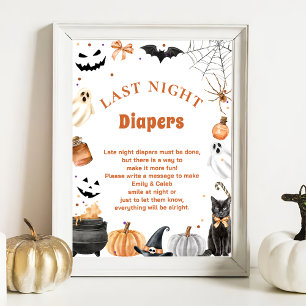 Boo Cute "Late Night Diapers" Baby Shower Game Poster