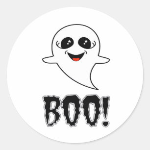 Boo! Cute Little Halloween By Lucas Retro Classic Classic Round Sticker