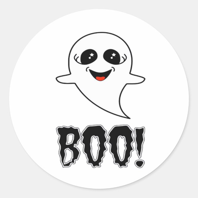 Boo! Cute Little Halloween By Lucas Retro Classic Classic Round Sticker (Front)