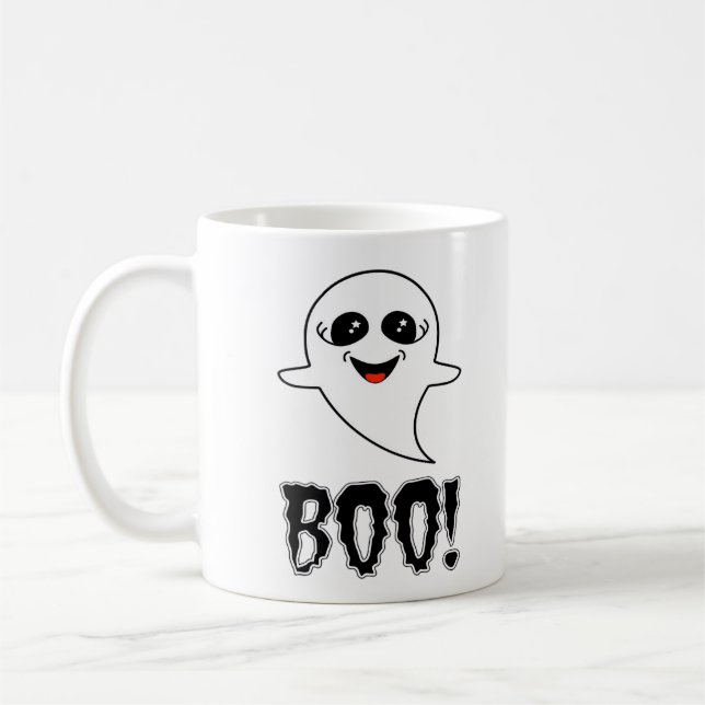 Boo! Cute Little Halloween By Lucas Retro Classic Coffee Mug (Left)