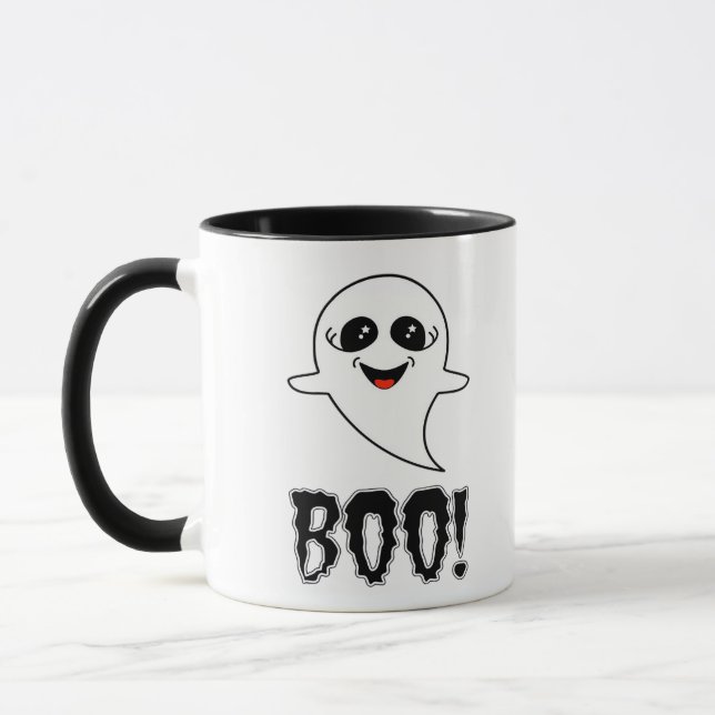Boo! Cute Little Halloween By Lucas Retro Classic Mug (Left)