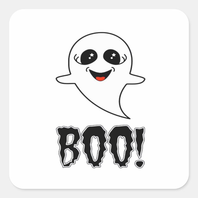 Boo! Cute Little Halloween By Lucas Retro Classic Square Sticker (Front)