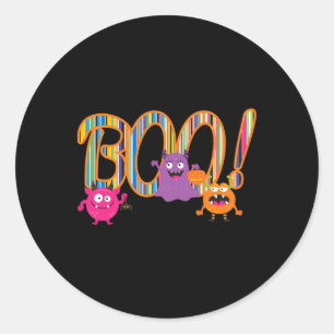 Boo! Cute Monsters Funny Whimsical Halloween Classic Round Sticker