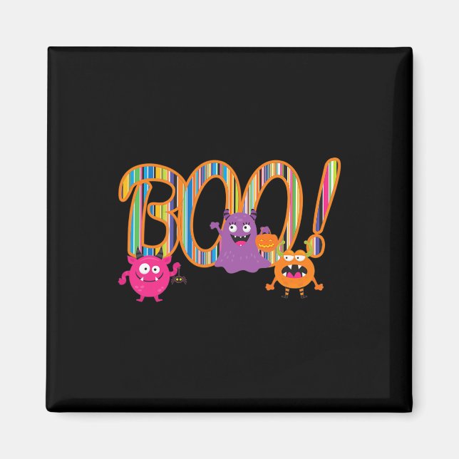 Boo! Cute Monsters Funny Whimsical Halloween  Magnet (Front)