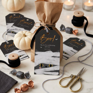 Boo Cute Mummy Cat Halloween Favour Gift Tags