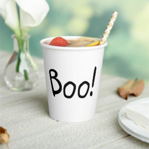 Boo cute simple handwritten typography Halloween Paper Cups