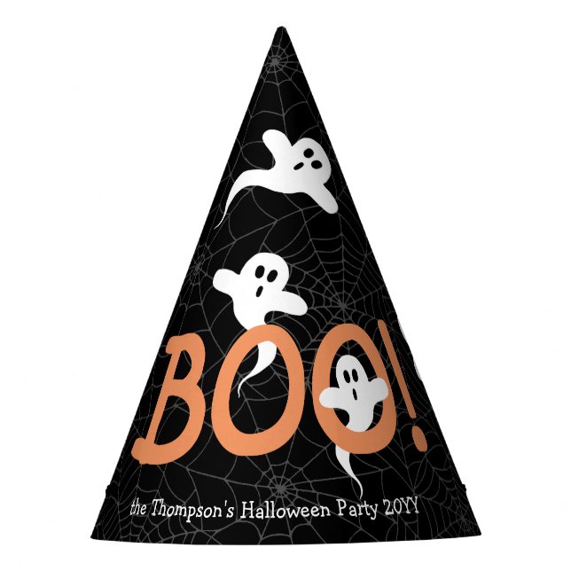 BOO! Cute Spooky Ghost Trick or Treat or Halloween Party Hat (Front)