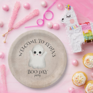 Boo Day Kawaii Ghost Halloween Birthday Paper Plate