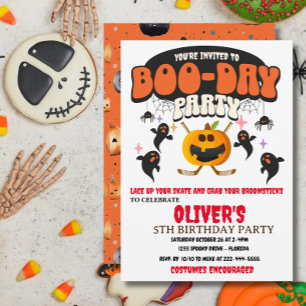 BOO-DAY PARTY HALLOWEEN PUMPKIN HOCKEY  INVITATION