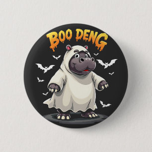 Boo Deng Ghost Baby Pygmy Hippo Moo Deng Halloween 6 Cm Round Badge