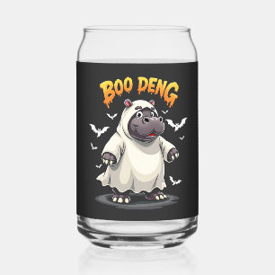 Boo Deng Ghost Baby Pygmy Hippo Moo Deng Halloween Can Glass