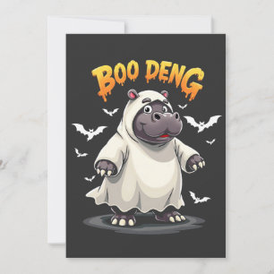 Boo Deng Ghost Baby Pygmy Hippo Moo Deng Halloween Invitation