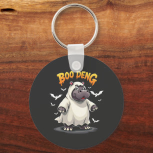 Boo Deng Ghost Baby Pygmy Hippo Moo Deng Halloween Key Ring