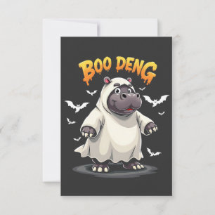 Boo Deng Ghost Baby Pygmy Hippo Moo Deng Halloween Thank You Card
