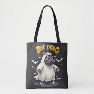 Boo Deng Ghost Baby Pygmy Hippo Moo Deng Halloween Tote Bag