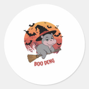 Boo Deng Hippo Halloween Moo Deng Baby Hippo Long Classic Round Sticker