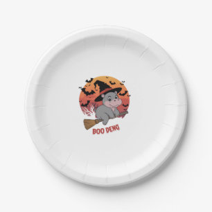 Boo Deng Hippo Halloween Moo Deng Baby Hippo Long Paper Plate