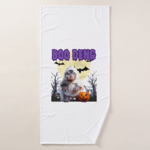 Boo Deng Moo Deng Cute Baby Pygmy Hippo Halloween  Bath Towel
