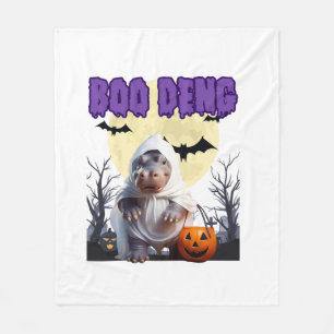 Boo Deng Moo Deng Cute Baby Pygmy Hippo Halloween Fleece Blanket
