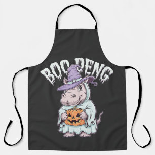 Boo deng Spooky Halloween Moo Deng Baby Hippo Apron