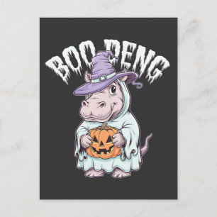 Boo deng Spooky Halloween Moo Deng Baby Hippo Postcard