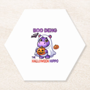 Boo Deng The Halloween Hippo Cute Bouncy Pig Costu Paper Coaster