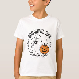 Boo-diful Soul Cute Ghost Coffee Pumpkin Halloween T-Shirt