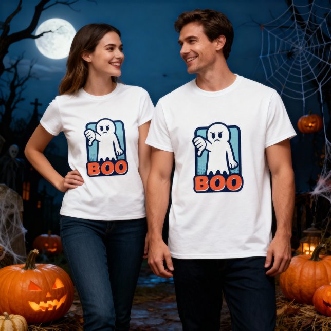 Boo Disapproving Grumpy Halloween Ghost Design T-Shirt (Creator Uploaded)