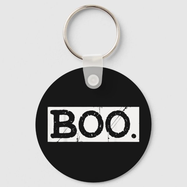 Boo distressed retro ghost halloween aesthetic  key ring (Front)