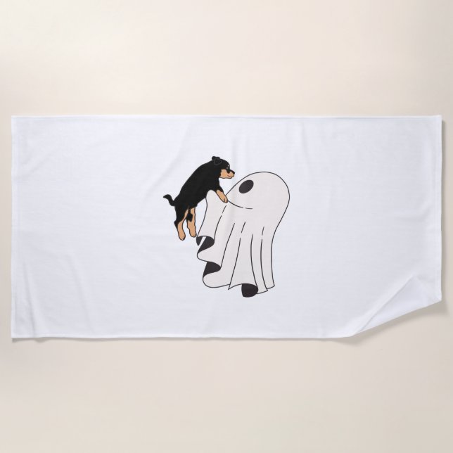 Boo Dog Halloween Dog Spooky Beach Towel (Front)