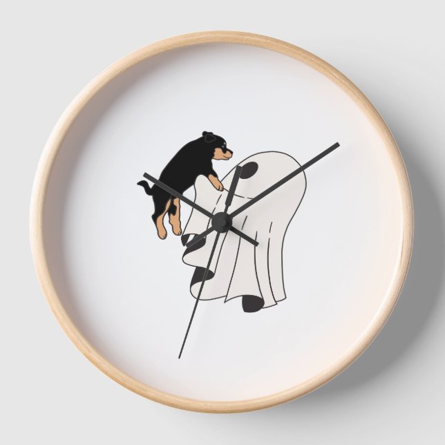 Boo Dog Halloween Dog Spooky Clock (Front)