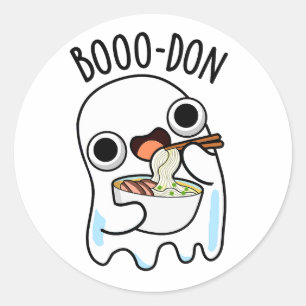 Boo-don Funny Ghost Udon Pun  Classic Round Sticker