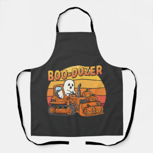 Boo Dozer Ghost Funny Halloween Apron