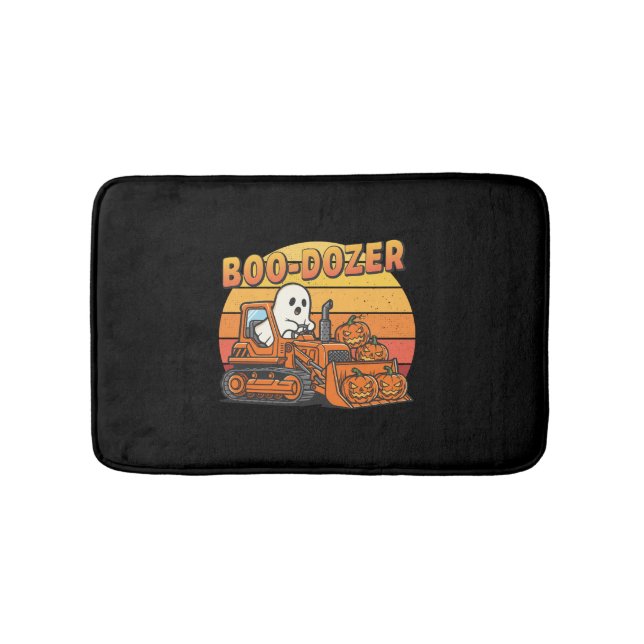 Boo Dozer Ghost Funny Halloween Bath Mat (Front)