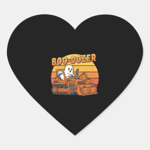 Boo Dozer Ghost Funny Halloween Heart Sticker