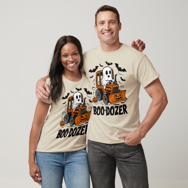 Boo-Dozer Halloween Construction Ghost Pumpkin T-Shirt (Unisex)