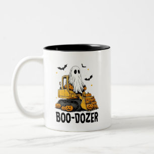 Boo-Dozer Halloween Ghost and Pumpkin Cartoon Mug