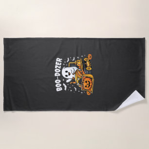 Boo Dozer Halloween Ghost Bulldozer_1 Beach Towel