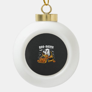 Boo Dozer Halloween Ghost Bulldozer_1 Ceramic Ball Christmas Ornament