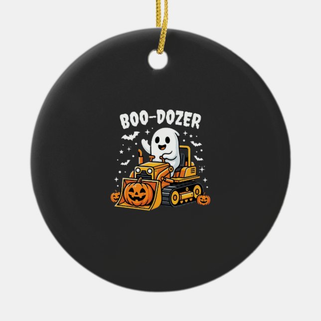 Boo Dozer Halloween Ghost Bulldozer_1 Ceramic Tree Decoration (Front)